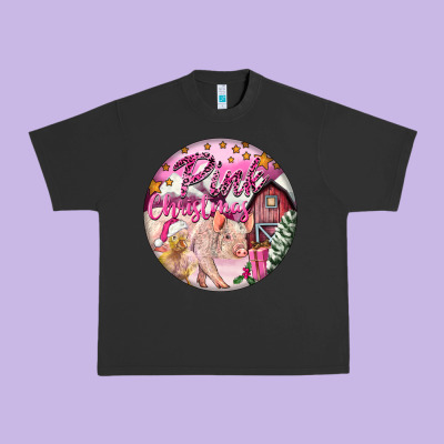 Pink Christmas Pig Urban Heavy Tee Designed By Fadigitalartstudio