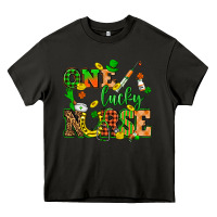 Asphalt St. Patricks Day one lucky nurse Heavy Core Tee - HowdyJamesFarm