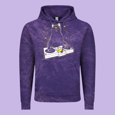 Cat Dj Vintage Hoodie Designed By Artisfamous