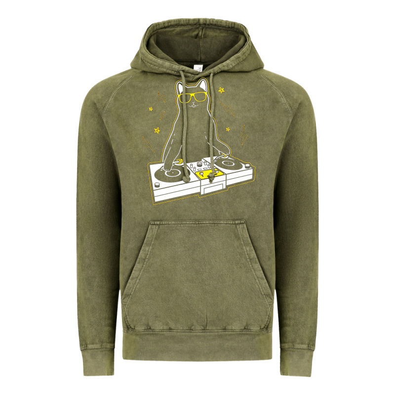 Cat Dj Vintage Hoodie by artisFamous | Teevron