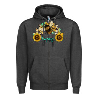 Charcoal Heather bee happy honey comb Zipper Hoodie - JahusDesignShop