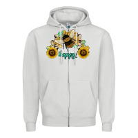 Dove Grey bee happy honey comb Zipper Hoodie - JahusDesignShop