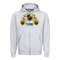 Heather Grey bee happy honey comb Zipper Hoodie - JahusDesignShop