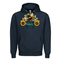 Navy bee happy honey comb Zipper Hoodie - JahusDesignShop