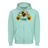 Bee Happy Honey Comb Zipper Hoodie | Teevron