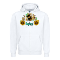 White bee happy honey comb Zipper Hoodie - JahusDesignShop