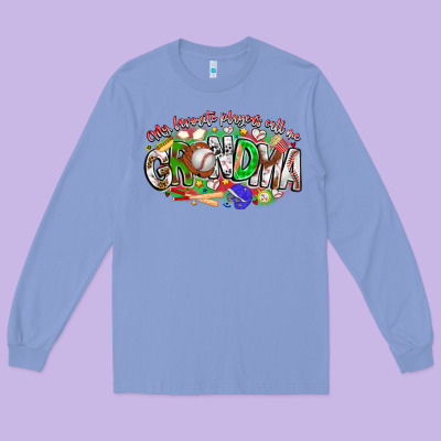 My Favorite Platers Call Me Grandma Baseball Long Sleeve Tee Designed By Cowhidedigitalart