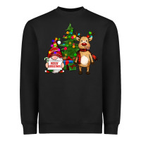 Black merry christmas gnomes, reindeer Heavyweight Sweatshirt - RanaPortraitStore