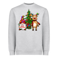 Heather Grey merry christmas gnomes, reindeer Heavyweight Sweatshirt - RanaPortraitStore