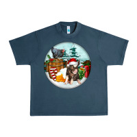 Midnight Navy Christmas Pig With Chicken Urban Heavy Tee - FaDigitalArtStudio