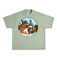 Oil Green Christmas Pig With Chicken Urban Heavy Tee - FaDigitalArtStudio