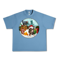 Pebble Blue Christmas Pig With Chicken Urban Heavy Tee - FaDigitalArtStudio