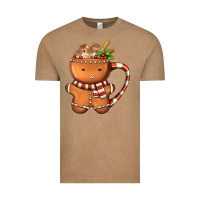 Vintage Coffee Gingerbread Cookie Man Hot Cocoa Coffee Vintage Tee - FaDigitalArtStudio