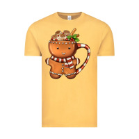 Vintage Mustard Gingerbread Cookie Man Hot Cocoa Coffee Vintage Tee - FaDigitalArtStudio