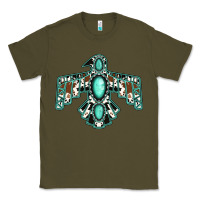 Army Green cowhide turquoise thunderbird Classic Tee - Jasminsmagicworld