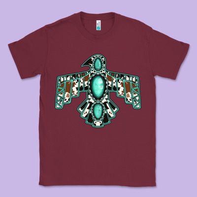Cowhide Turquoise Thunderbird Classic Tee Designed By Jasminsmagicworld