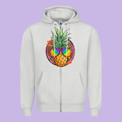 Pineapple And Glasses Zipper Hoodie Designed By Jahusdesignshop