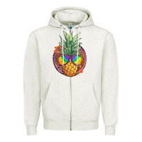 Oatmeal Heather pineapple and glasses Zipper Hoodie - JahusDesignShop