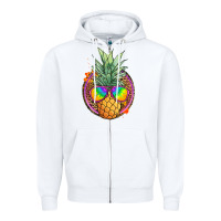 White pineapple and glasses Zipper Hoodie - JahusDesignShop