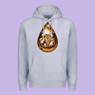 Sunflower Tooled Leather Bullskull Teardrop Earrings Premium Hoodie Designed By Jasminsmagicworld