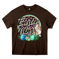 Chocolate Brown Easter vibes Easter Day Heavy Core Tee - CowGirlArtShop