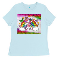 Baby Blue LGBTQ Dabbbing Unicorn And Rainbow Tumbler Ladies Tee - BundleAndBundleShop