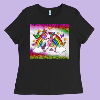 Lgbtq Dabbbing Unicorn And Rainbow Tumbler Ladies Tee Designed By Bundleandbundleshop