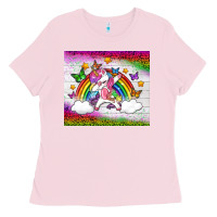 Bubblegum Pink LGBTQ Dabbbing Unicorn And Rainbow Tumbler Ladies Tee - BundleAndBundleShop