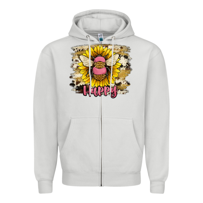 Bee Happy Zipper Hoodie by JahusDesignShop | Teevron