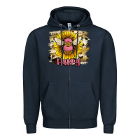 Navy bee happy Zipper Hoodie - JahusDesignShop