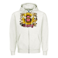 Oatmeal Heather bee happy Zipper Hoodie - JahusDesignShop