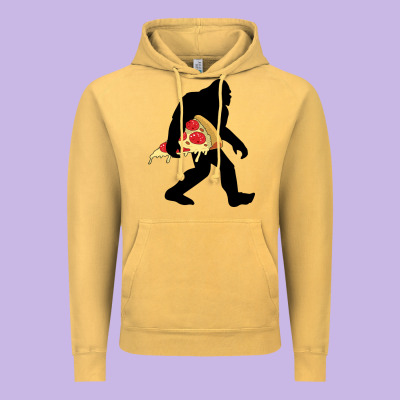 Bigfoot Carrying Pizza Vintage Hoodie Designed By Artisfamous