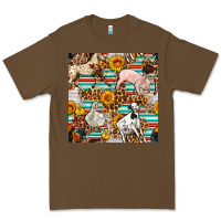 Cacao Western Leopard Farm Animals Seamless Pattern Premium Tee - FaDigitalArtStudio