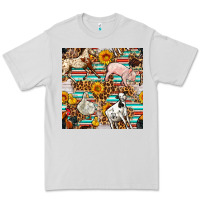 Dove Grey Western Leopard Farm Animals Seamless Pattern Premium Tee - FaDigitalArtStudio