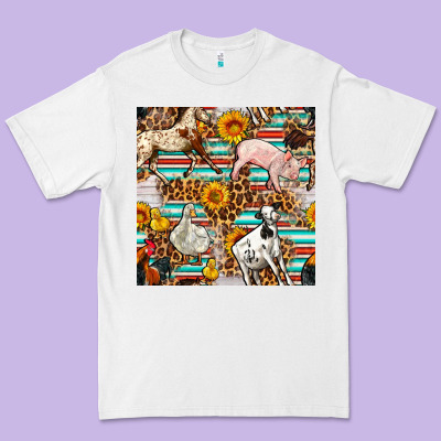 Western Leopard Farm Animals Seamless Pattern Premium Tee Designed By Fadigitalartstudio