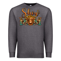 Charcoal Heather show mom long haired cow Premium Sweatshirt - Jasminsmagicworld