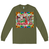 Army Green Love Christmas cow Long Sleeve Tee - CowhideDigitalArt