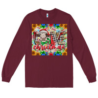 Burgundy Love Christmas cow Long Sleeve Tee - CowhideDigitalArt