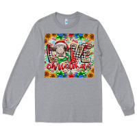 Heather Grey Love Christmas cow Long Sleeve Tee - CowhideDigitalArt