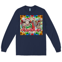 Navy Love Christmas cow Long Sleeve Tee - CowhideDigitalArt