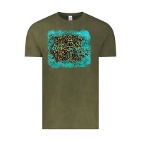 Vintage Olive leopard turquoise Vintage Tee - RanaPortraitStore