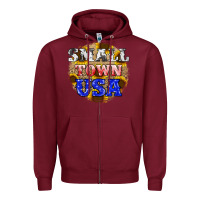 Burgundy small town usa Zipper Hoodie - JahusDesignShop