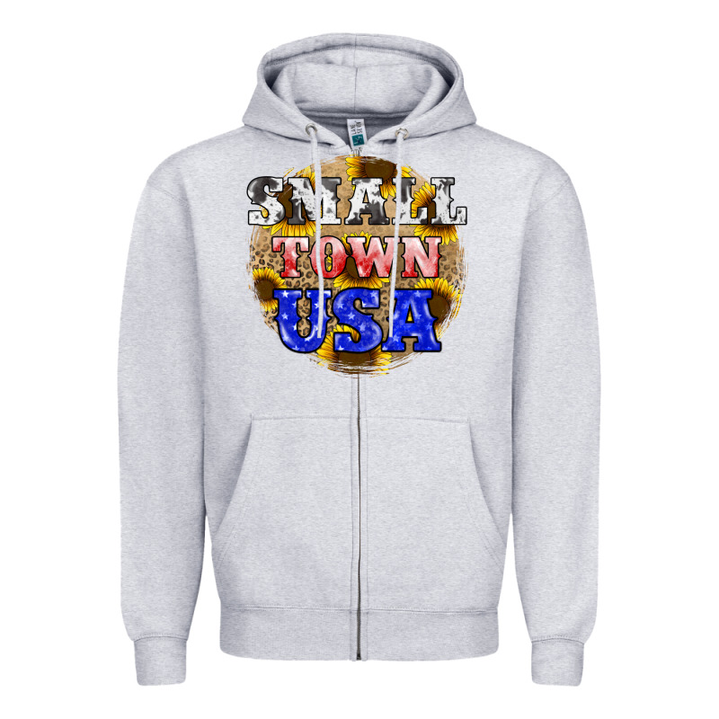 Small Town Usa Zipper Hoodie by JahusDesignShop | Teevron
