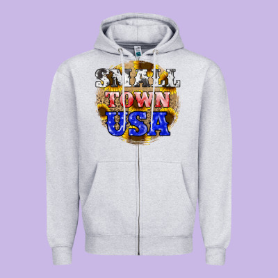 Small Town Usa Zipper Hoodie Designed By Jahusdesignshop