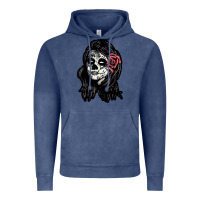 Vintage Denim sugar skull lady Vintage Hoodie - artisFamous