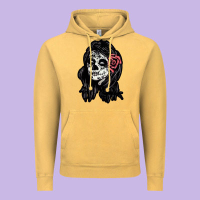 Sugar Skull Lady Vintage Hoodie Designed By Artisfamous