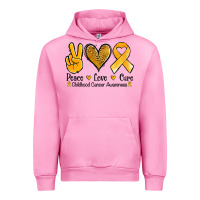 Fuchsia Pink peace love cure childhood cancer Urban Hoodie - Jasminsmagicworld