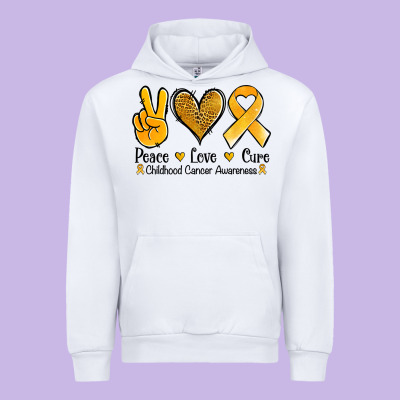 Peace Love Cure Childhood Cancer Urban Hoodie Designed By Jasminsmagicworld