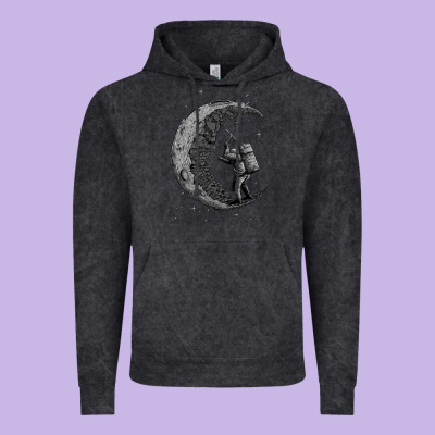 Digging The Moon Vintage Hoodie Designed By Artisfamous