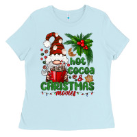 Baby Blue Hot Cocoa And Christmas Movie Ladies Tee - BundleAndBundleShop